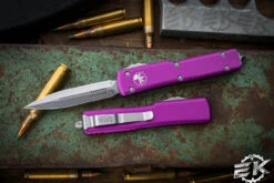 Microtech UTX-70 OTF Automatic Knife Violet 2.4" Dagger Stonewash 147-10VI