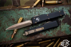 Microtech UTX-70 OTF Automatic Knife Black 2.4"Dagger Bronze 147-13