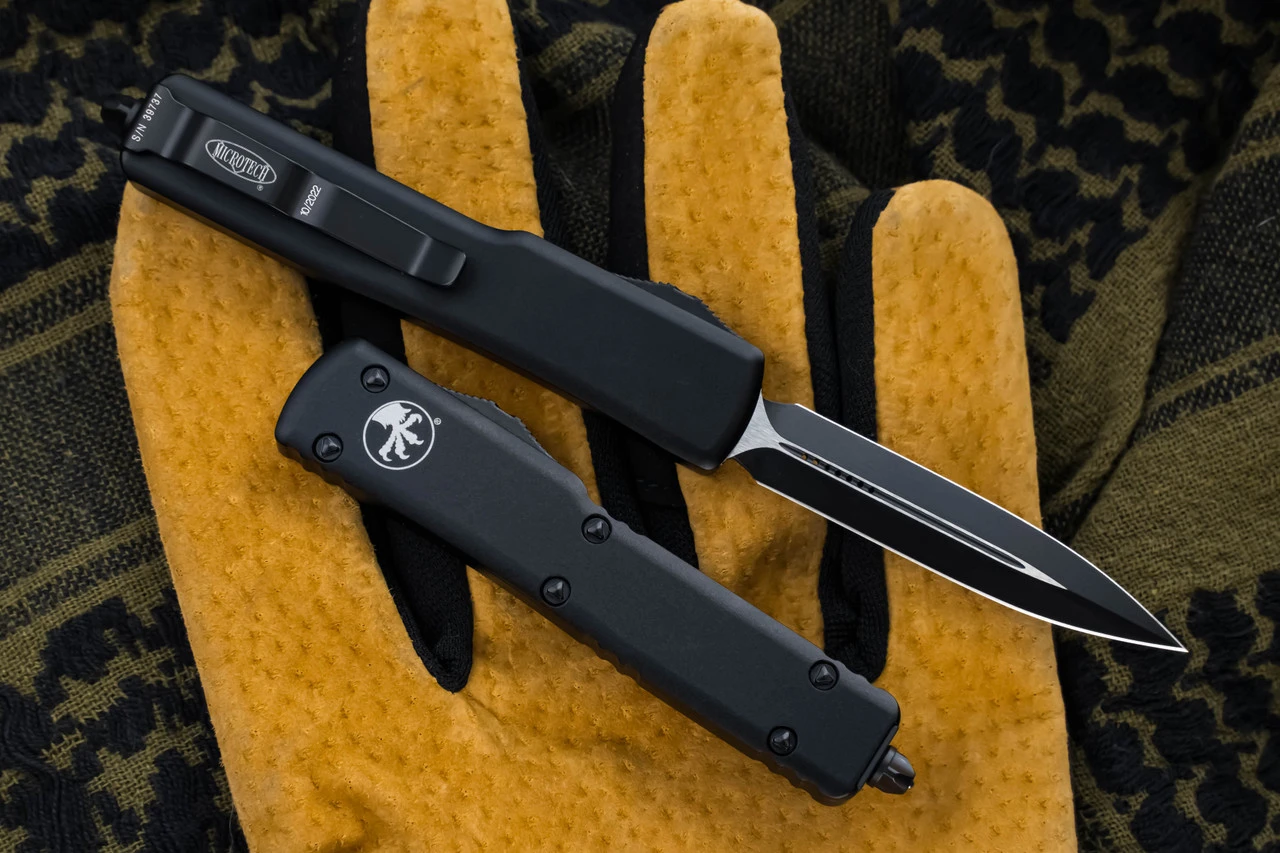 Microtech UTX-70 OTF Automatic Knife 2.4" Dagger Black 147-1T 4 Microtech UTX-70 OTF Automatic Knife 2.4" Dagger Black 147-1T - Image 2
