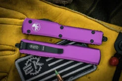 Microtech UTX-70 OTF Automatic Knife Violet 2.4" Dagger Black 147-1VI -Southern Blades 147 1 VI Closed 34986.1663875147