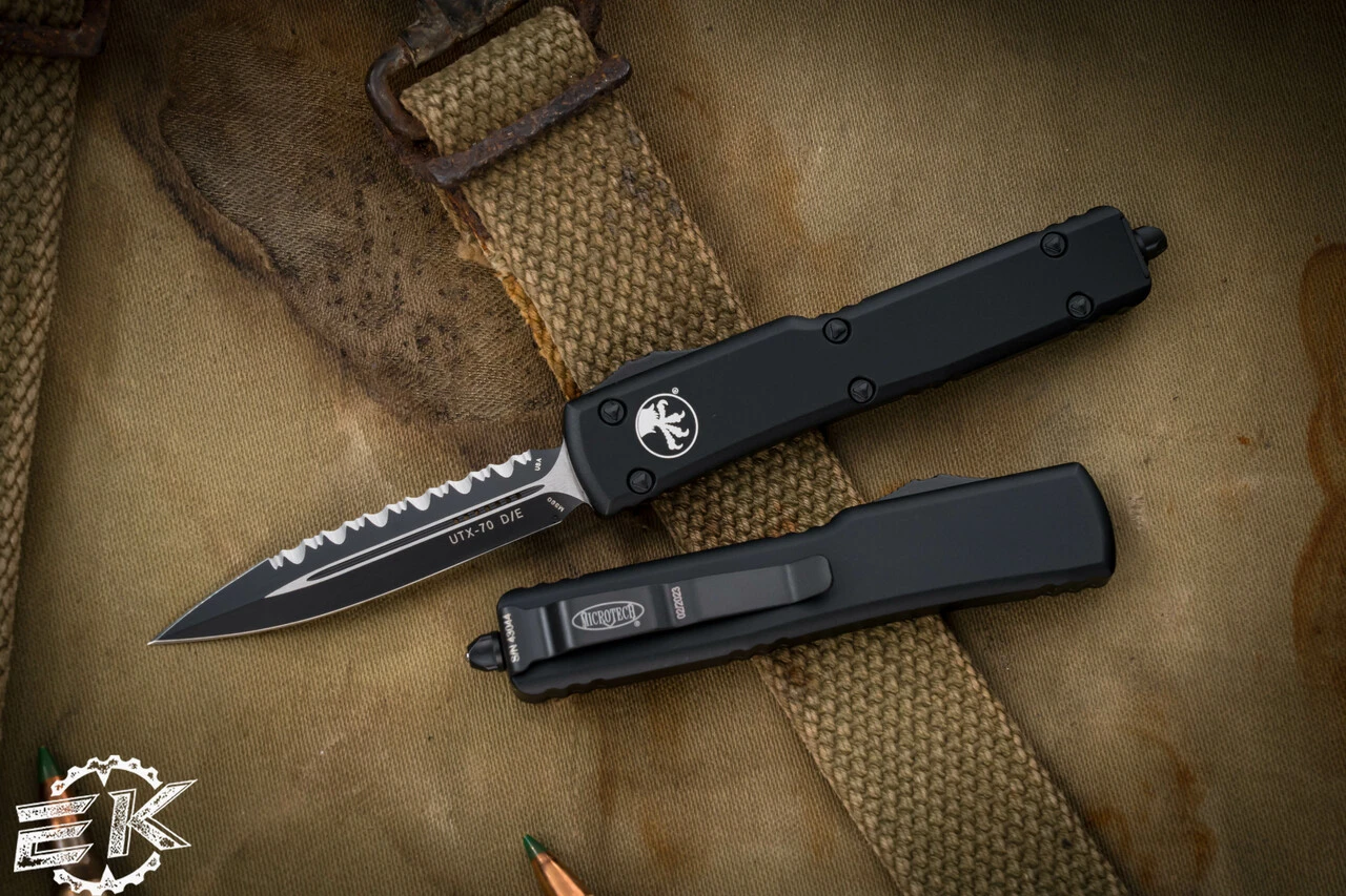 Microtech UTX-70 OTF Automatic Knife 2.4" Dagger Black Serrated 147-3T 3 Microtech UTX-70 OTF Automatic Knife 2.4" Dagger Black Serrated 147-3T