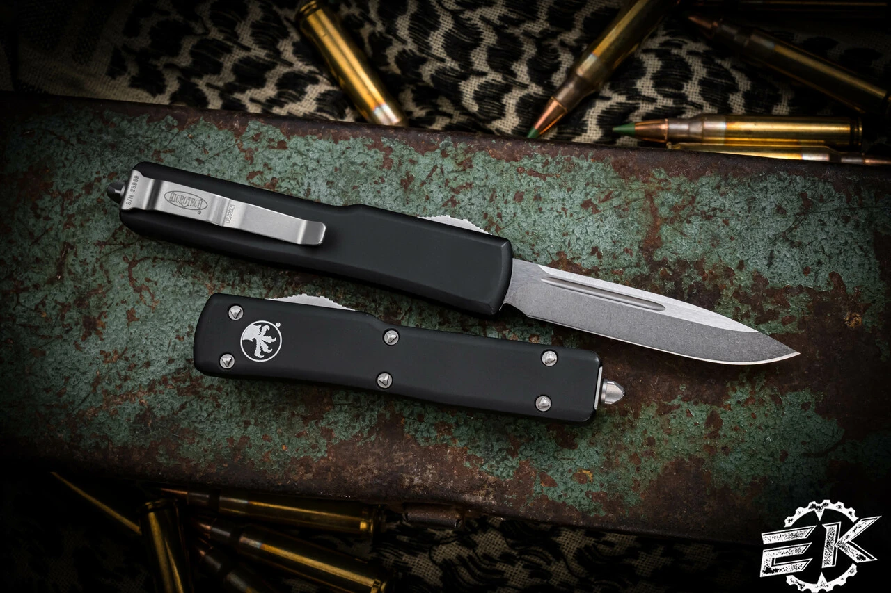 Microtech UTX-70 Black OTF Automatic Knife 2.4" S/E Stonewash 148-10 4 Microtech UTX-70 Black OTF Automatic Knife 2.4" S/E Stonewash 148-10 - Image 2