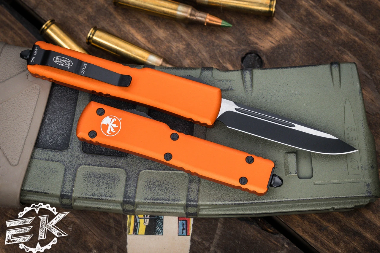 Microtech UTX-70 OTF Automatic Knife Orange 2.4" Drop Point Black 148-1OR 4 Microtech UTX-70 OTF Automatic Knife Orange 2.4" Drop Point Black 148-1OR - Image 2