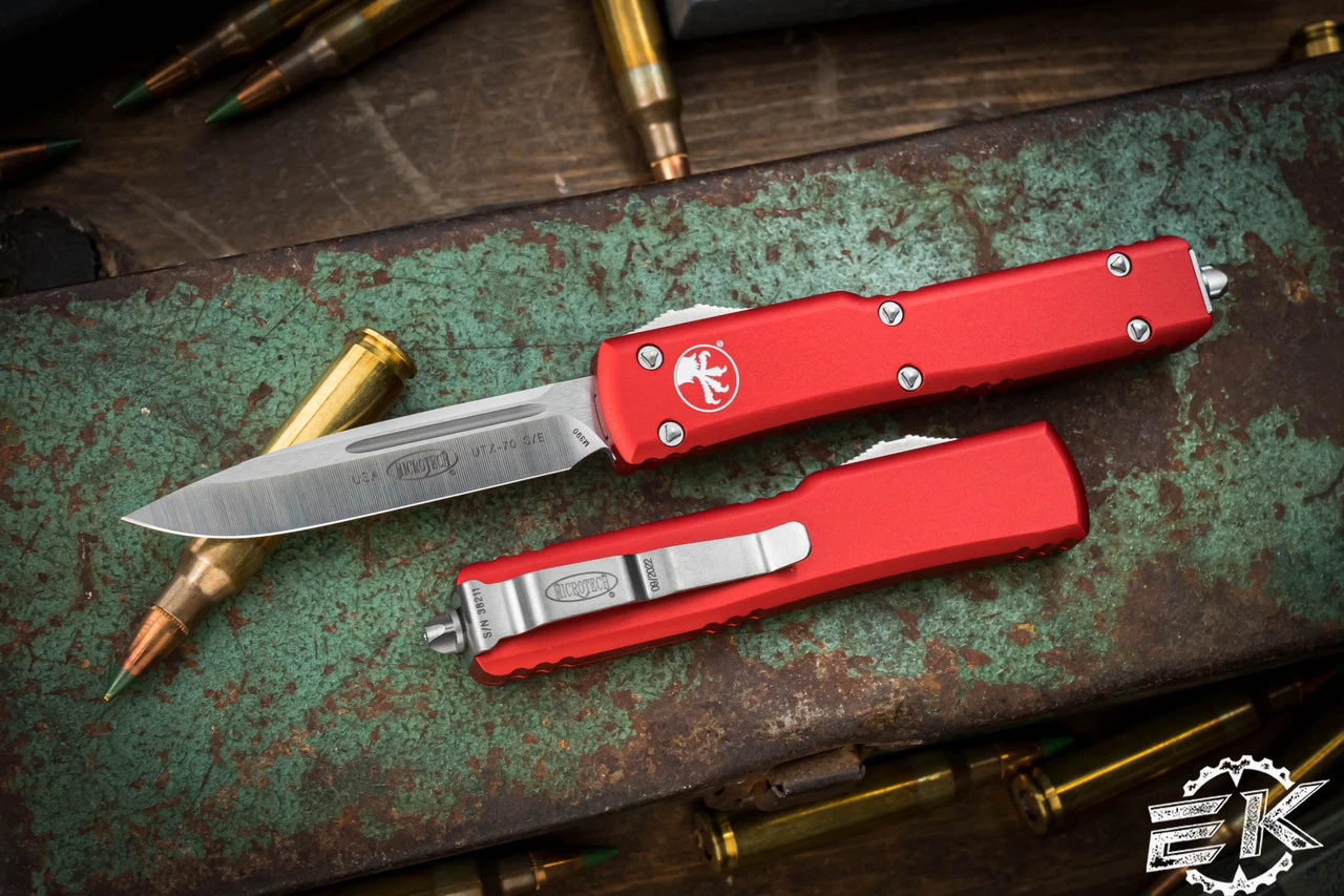 Microtech UTX-70 OTF Automatic Knife Red 2.4" Drop Point Satin 148-4RD 3 Microtech UTX-70 OTF Automatic Knife Red 2.4" Drop Point Satin 148-4RD