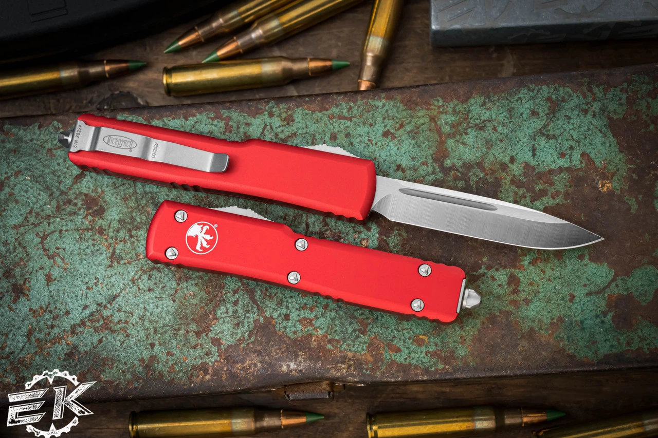Microtech UTX-70 OTF Automatic Knife Red 2.4" Drop Point Satin 148-4RD 4 Microtech UTX-70 OTF Automatic Knife Red 2.4" Drop Point Satin 148-4RD - Image 2
