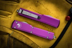 Microtech UTX-70 OTF Automatic Knife Violet 2.4" Drop Point Satin 148-4VI -Southern Blades 148 4 VI Closed 68369.1663878310