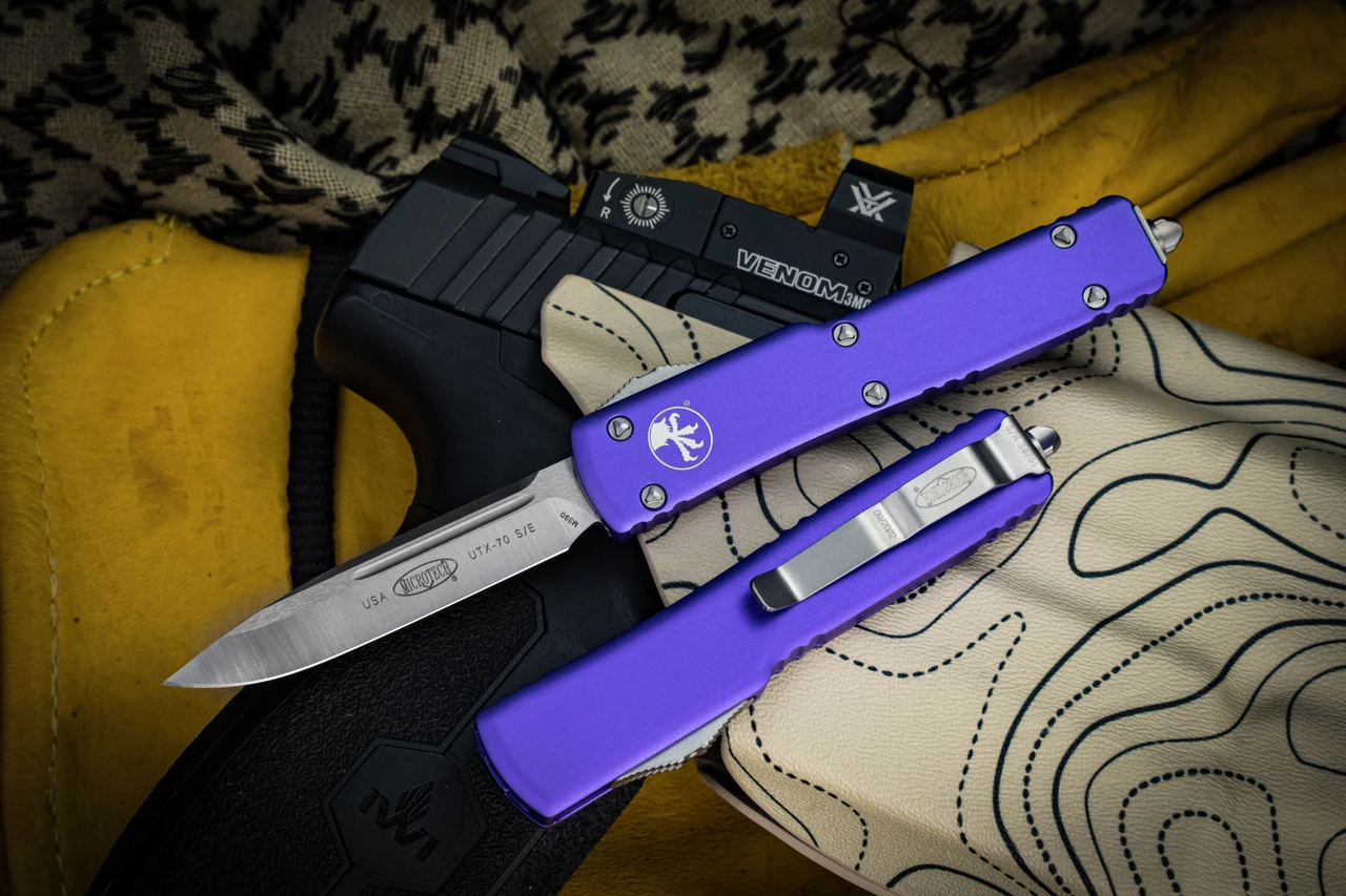 Microtech UTX-70 OTF Automatic Knife Purple 2.4" Drop Point Satin 148-4PU 3 Microtech UTX-70 OTF Automatic Knife Purple 2.4" Drop Point Satin 148-4PU