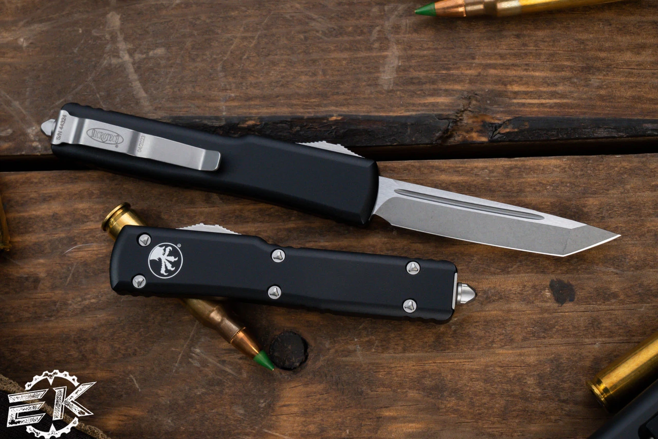 Microtech UTX-70 OTF Automatic Knife Black 2.4" Tanto Stonewash 149-10 4 Microtech UTX-70 OTF Automatic Knife Black 2.4" Tanto Stonewash 149-10 - Image 2