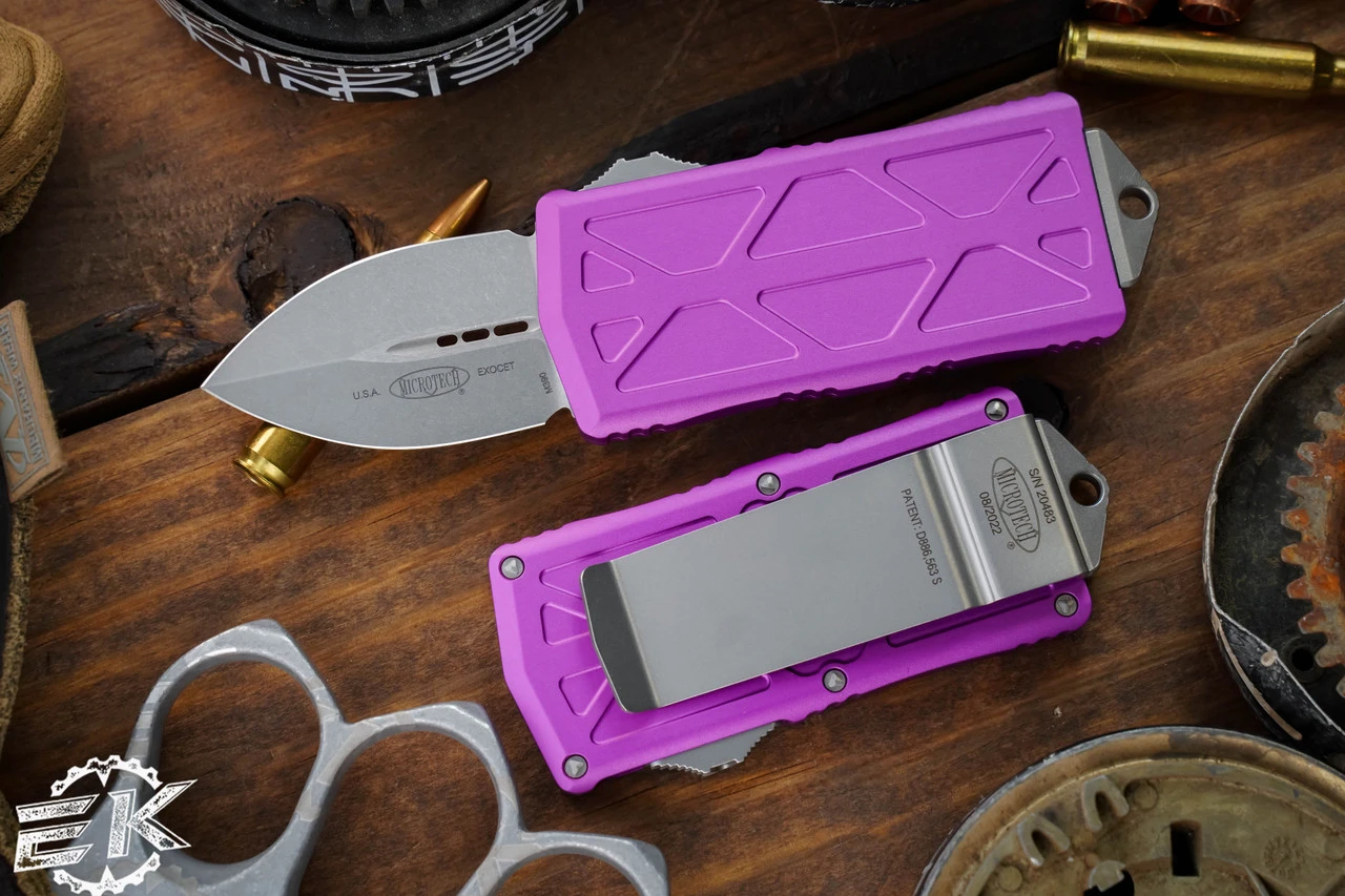 Microtech Exocet Money Clip OTF Automatic Knife Violet 1.9" Stonewash 157-10VI 3 Microtech Exocet Money Clip OTF Automatic Knife Violet 1.9" Stonewash 157-10VI