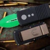 Microtech Exocet Jedi Master OTF Automatic Wallet/Knife Cali-Legal 1.9" Dagger Green 157-1JM