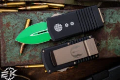 Microtech Exocet Jedi Master OTF Automatic Wallet/Knife Cali-Legal 1.9" Dagger Green 157-1JM