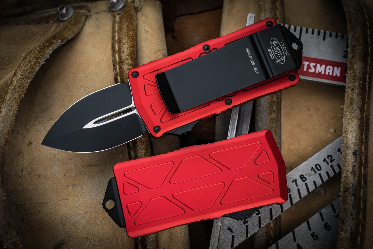 Microtech Exocet OTF Knife/Money Clip Cali Legal Red 1.9" Dagger Black 157-1RD 4 Microtech Exocet OTF Knife/Money Clip Cali Legal Red 1.9" Dagger Black 157-1RD - Image 2