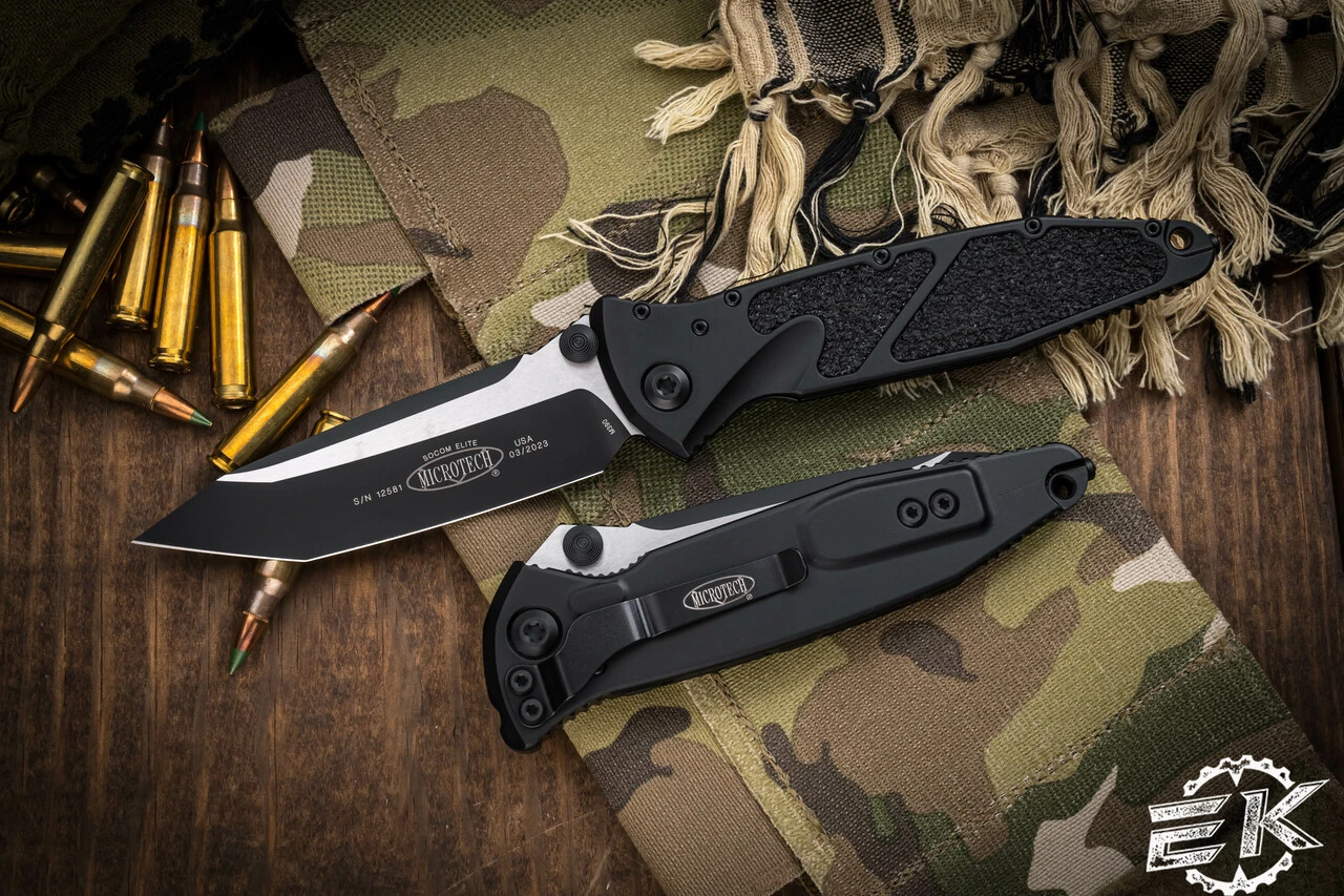 Microtech Socom Elite Manual Folding Knife 4" Tanto Black 161-1T 3 Microtech Socom Elite Manual Folding Knife 4" Tanto Black 161-1T