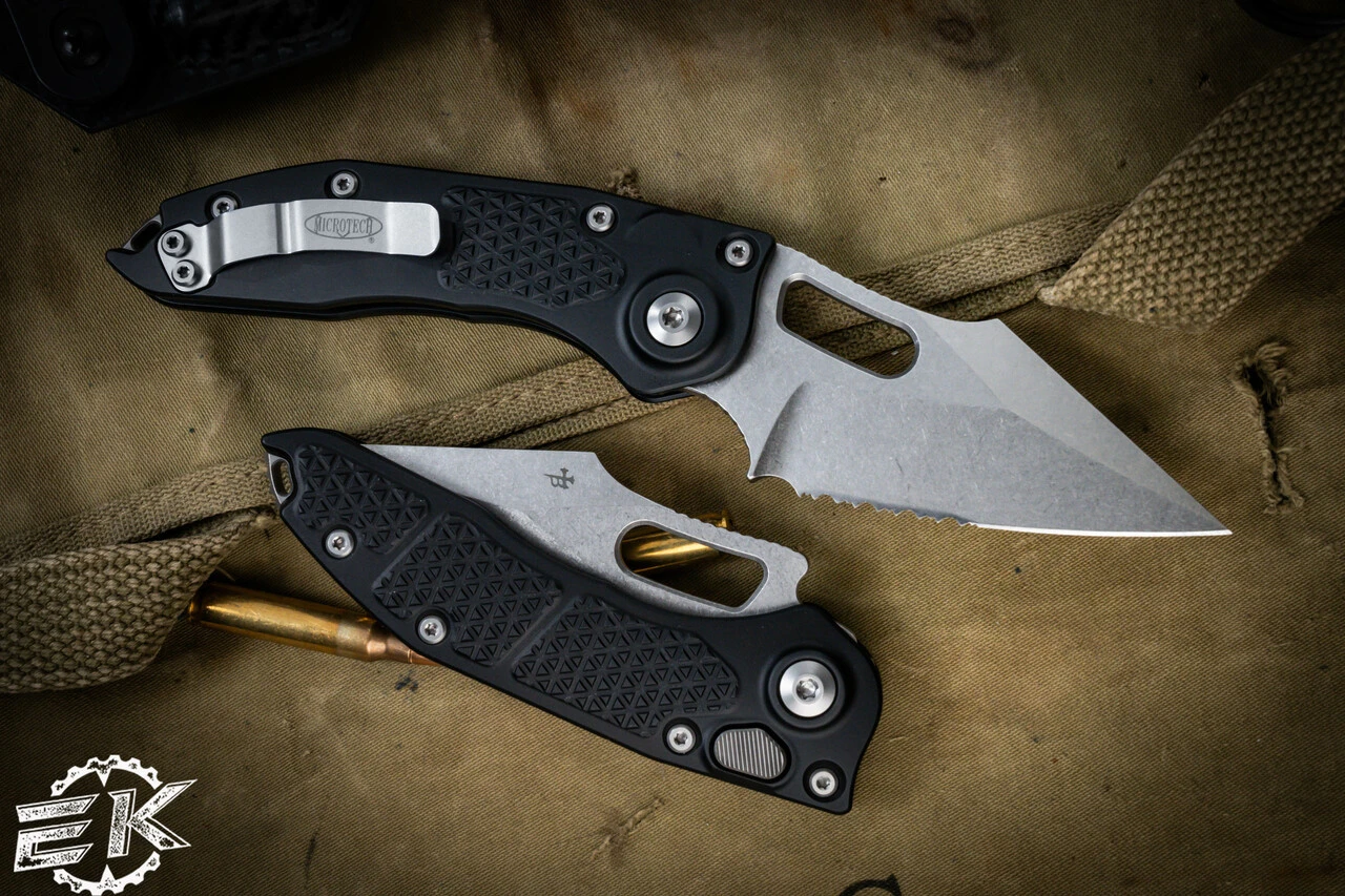 Microtech/Borka Blades Stitch Auto Knife 3.75" Stonewash Serrated 169-11 5 Microtech/Borka Blades Stitch Auto Knife 3.75" Stonewash Serrated 169-11 - Image 3