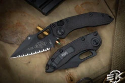 Microtech/Borka Blades Stitch Automatic Folding Knife 3.75" Black Serrated 169-3T