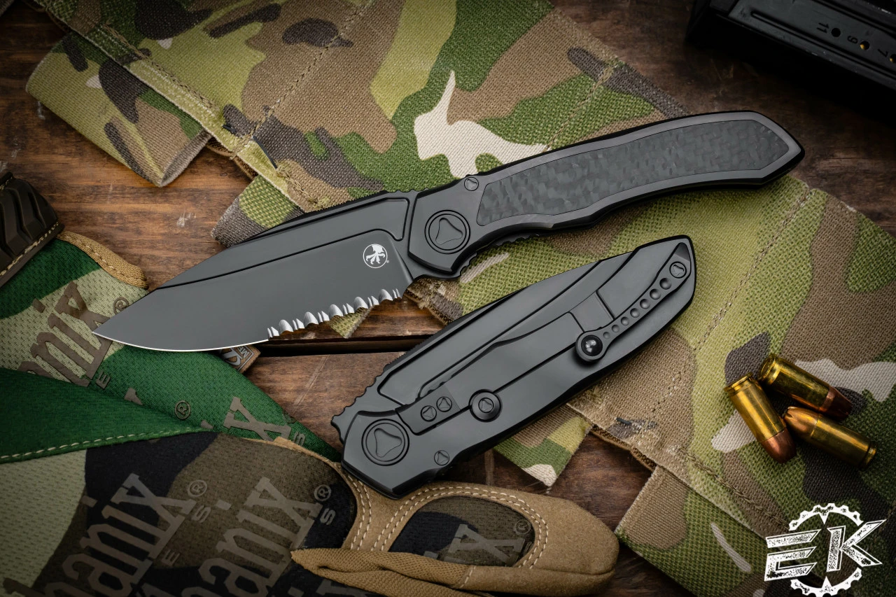 Microtech Anax Integral Folding Knife DLC Titanium/Carbon Fiber 3.75" Drop Point DLC Serrated 190C-2DLCTCFITI 3 Microtech Anax Integral Folding Knife DLC Titanium/Carbon Fiber 3.75" Drop Point DLC Serrated 190C-2DLCTCFITI