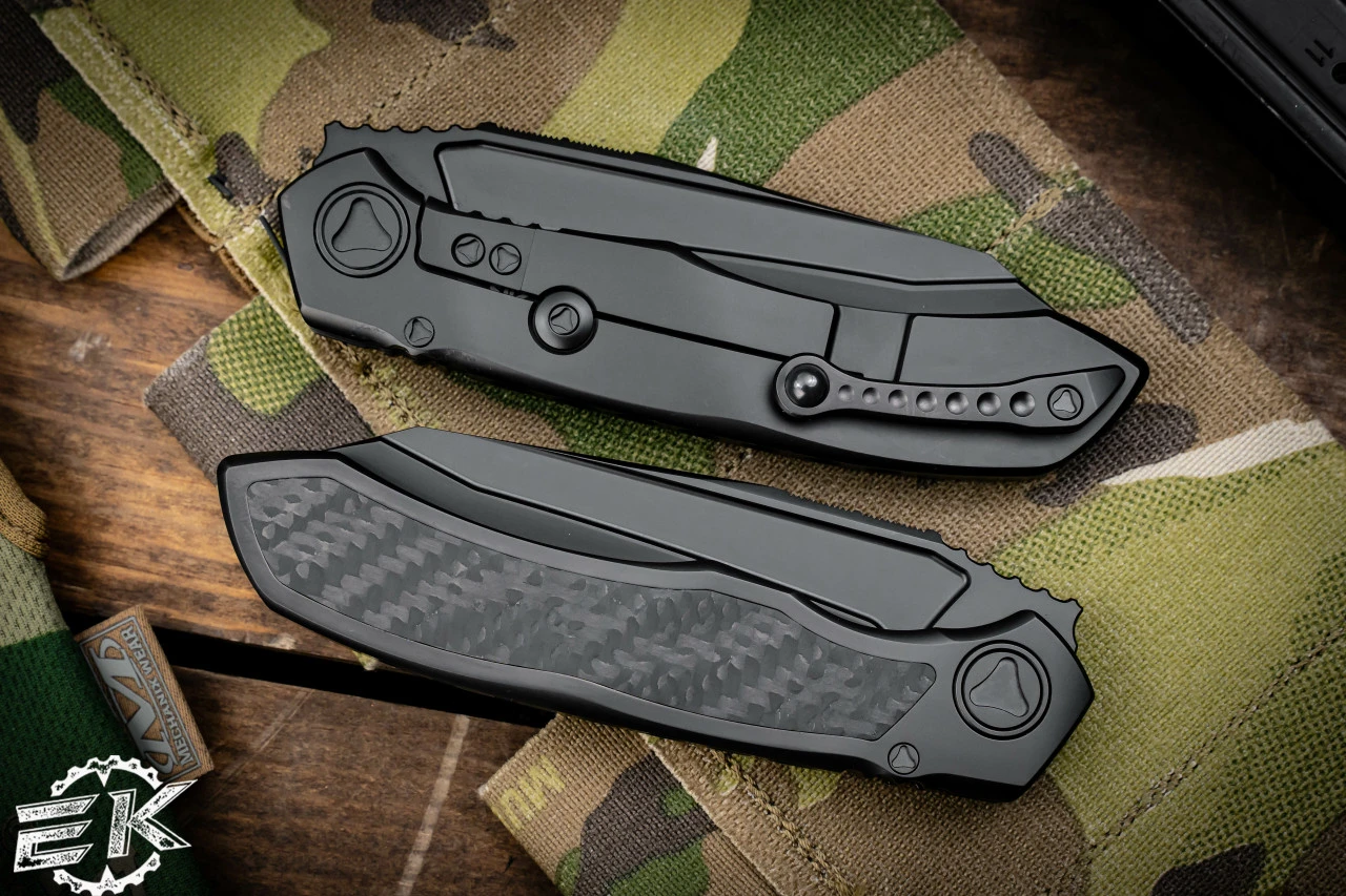 Microtech Anax Integral Folding Knife DLC Titanium/Carbon Fiber 3.75" Tanto DLC Serrated 191C-2DLCTCFITI 5 Microtech Anax Integral Folding Knife DLC Titanium/Carbon Fiber 3.75" Tanto DLC Serrated 191C-2DLCTCFITI - Image 3