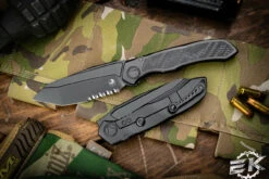 Microtech Anax Integral Folding Knife DLC Titanium/Carbon Fiber 3.75" Tanto DLC Serrated 191C-2DLCTCFITI
