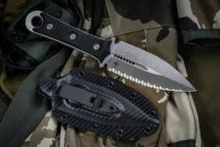 Microtech/Borka SBD Fixed Blade Knife Black G10 4.3" Dagger Serrated Apocalyptic Stonewash 201-12AP