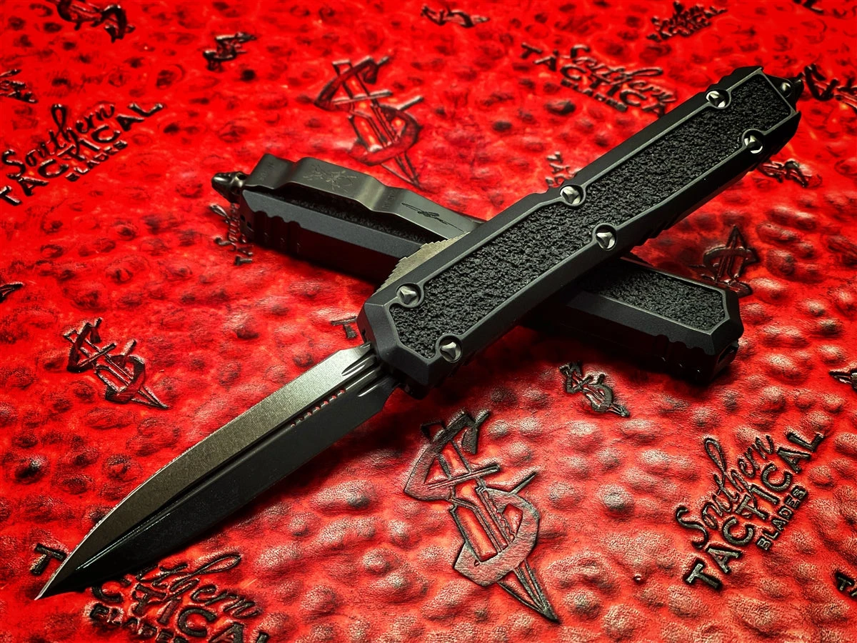 Microtech MAKORA Double Edge Shadow DLC Standard Signature Series OTF Knife 3 Microtech MAKORA Double Edge Shadow DLC Standard Signature Series OTF Knife