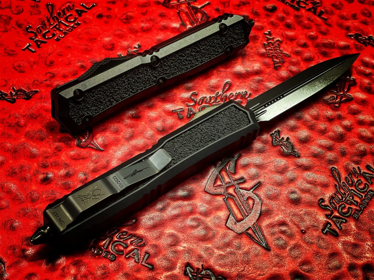 Microtech MAKORA Double Edge Shadow DLC Standard Signature Series OTF Knife 4 Microtech MAKORA Double Edge Shadow DLC Standard Signature Series OTF Knife - Image 2