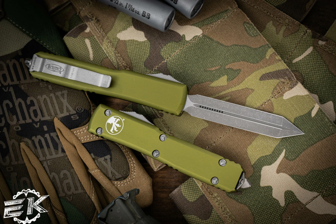 Microtech Ultratech Spartan OD Green OTF 3.4" Apocalyptic Stonewash 223-10APOD 4 Microtech Ultratech Spartan OD Green OTF 3.4" Apocalyptic Stonewash 223-10APOD - Image 2