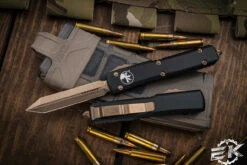 Microtech Ultratech Spartan OTF Automatic Knife Black 3.4" Bronze 223-13