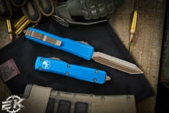 Microtech Ultratech Spartan OTF Automatic Knife Blue 3.4" Bronze Apocalyptic 223-13APBL -Southern Blades 223 13 APBL 2 23601.1677539406