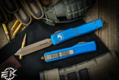 Microtech Ultratech Spartan OTF Automatic Knife Blue 3.4" Bronze Apocalyptic 223-13APBL