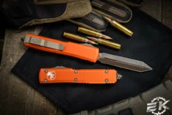 Microtech Ultratech Orange Spartan OTF Automatic Knife 3.4" Bronze Apocalyptic 223-13APOR -Southern Blades 223 13 APOR 26806.1677538993
