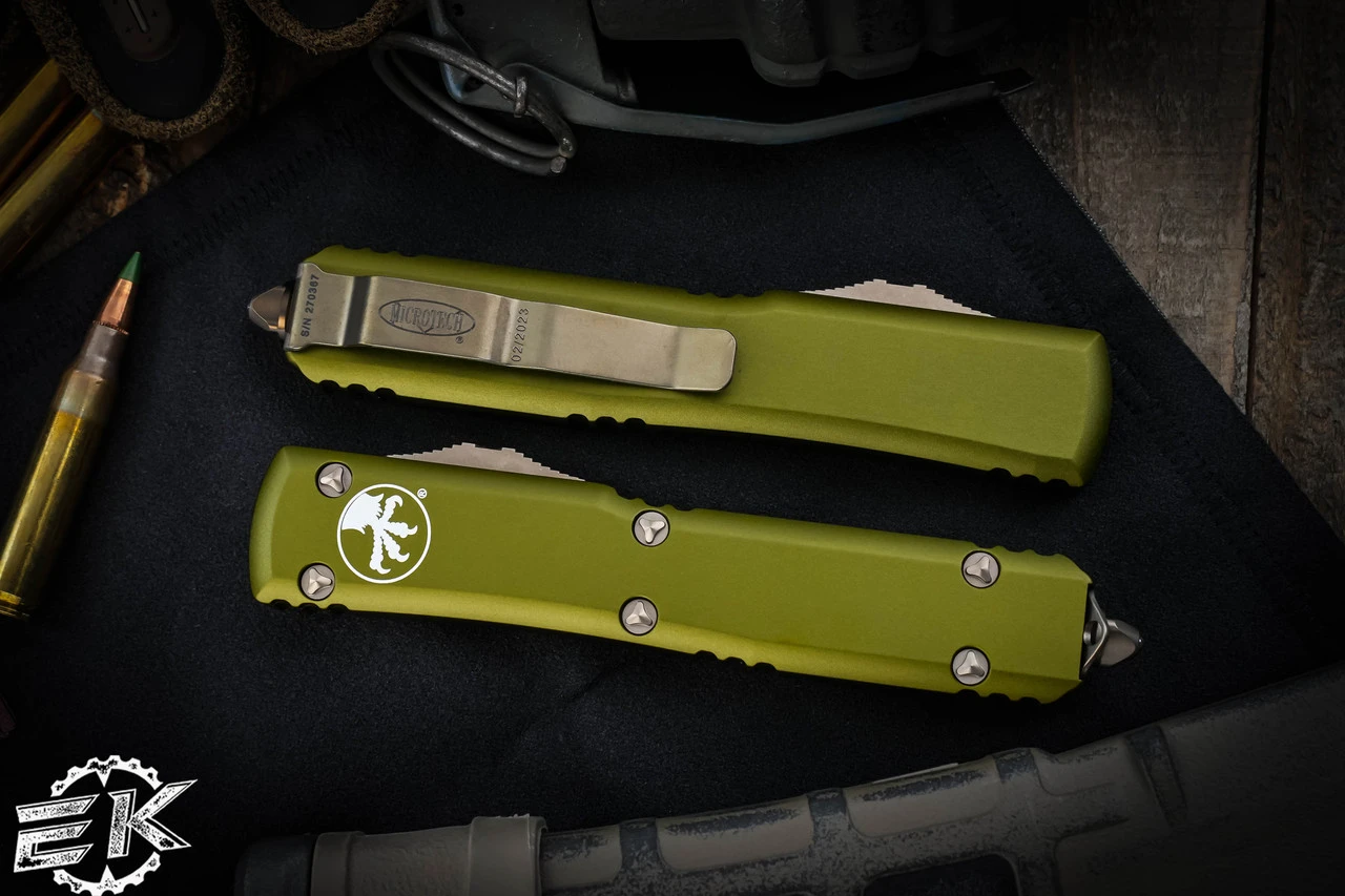 Microtech Ultratech Spartan OD Green OTF Knife 3.4" Bronze 223-13OD 4 Microtech Ultratech Spartan OD Green OTF Knife 3.4" Bronze 223-13OD - Image 2