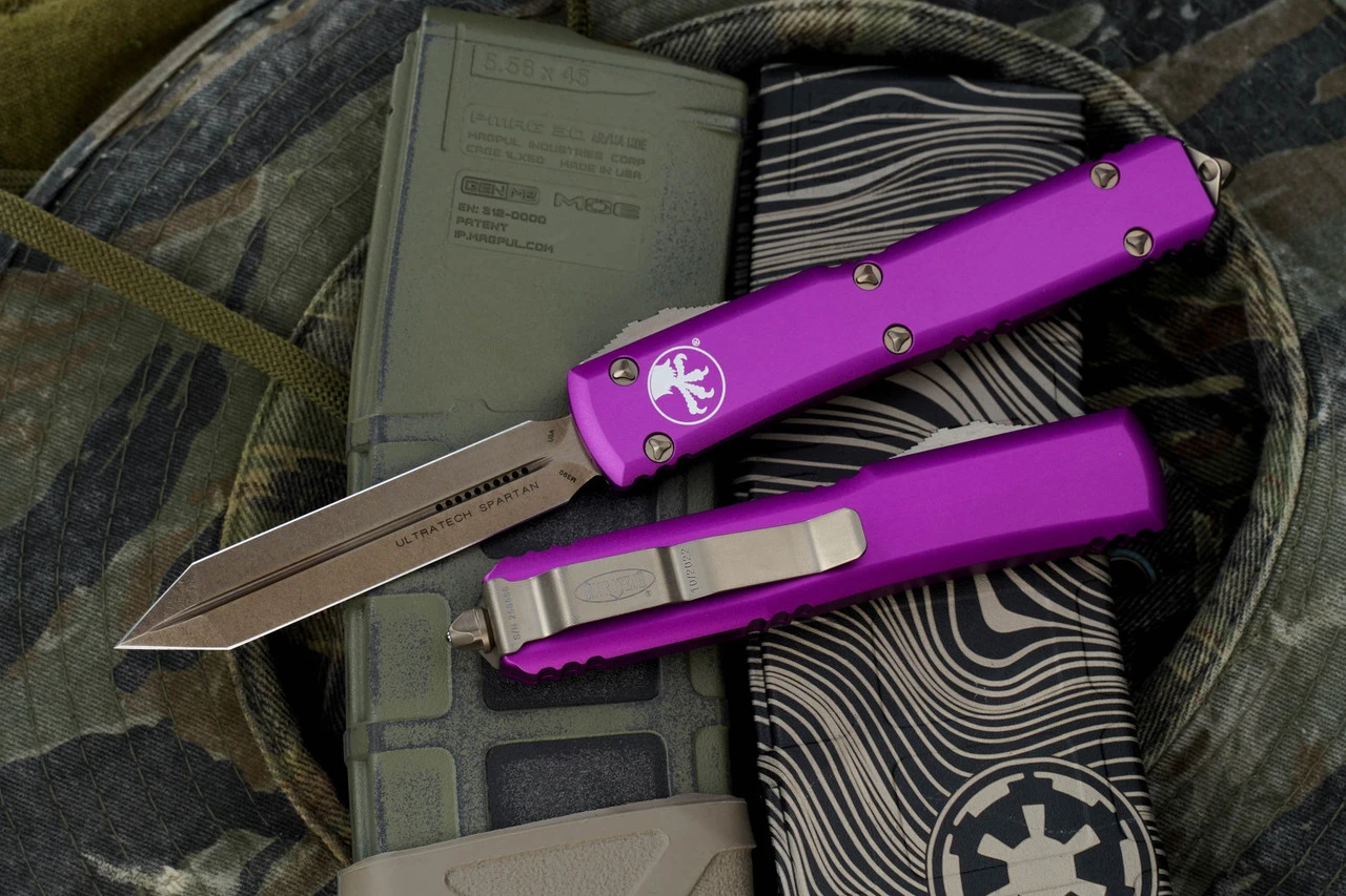 Microtech Ultratech Spartan Violet OTF Automatic Knife 3.4" Bronze 223-13VI 3 Microtech Ultratech Spartan Violet OTF Automatic Knife 3.4" Bronze 223-13VI
