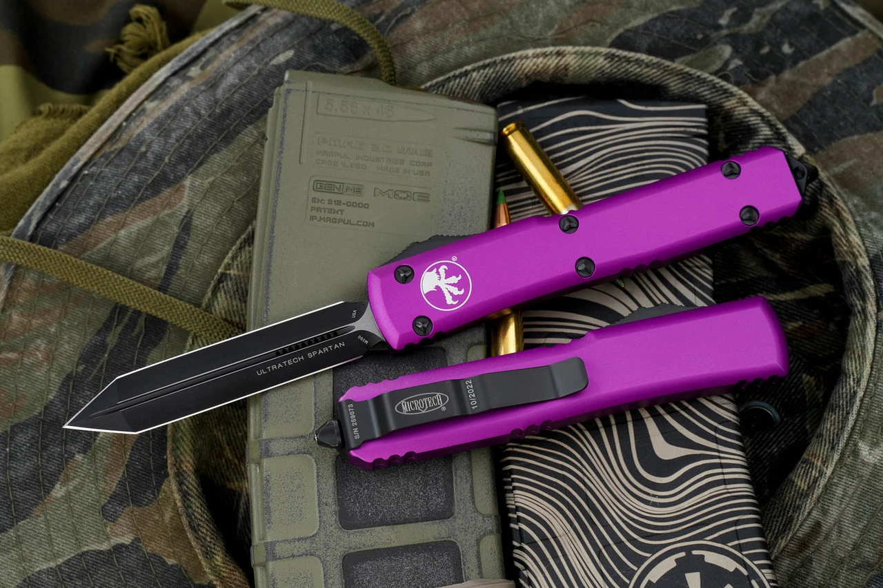 Microtech Ultratech Spartan Violet OTF Automatic Knife 3.4" Black 223-1VI 3 Microtech Ultratech Spartan Violet OTF Automatic Knife 3.4" Black 223-1VI