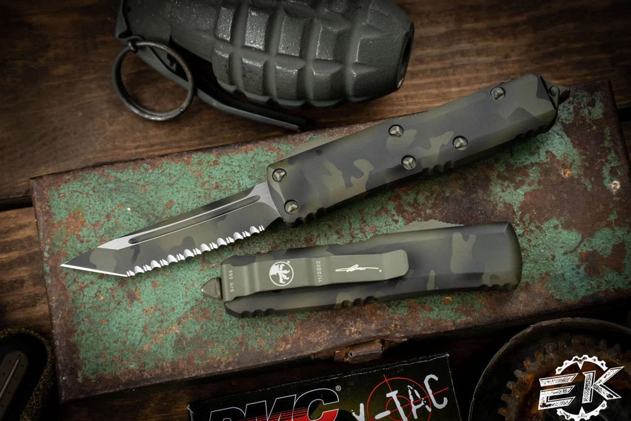 Microtech UTX-85 OD Camo Cerakote OTF Automatic Knife 3" Tanto Serrated 233-3OCS 3 Microtech UTX-85 OD Camo Cerakote OTF Automatic Knife 3" Tanto Serrated 233-3OCS