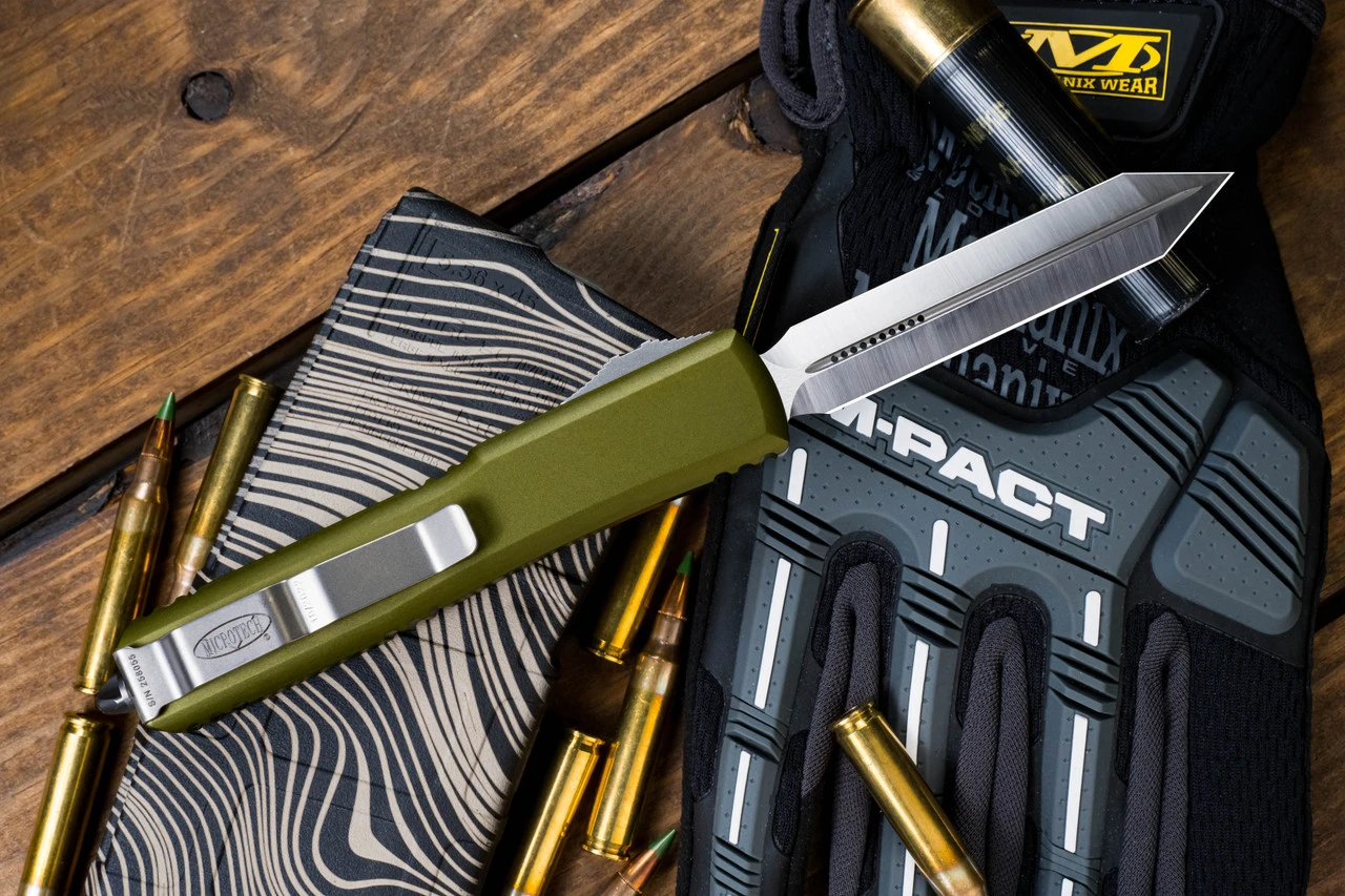 Microtech Ultratech Spartan OTF Automatic Knife OD Green 3.4" Satin 223-4OD 3 Microtech Ultratech Spartan OTF Automatic Knife OD Green 3.4" Satin 223-4OD - Image 2