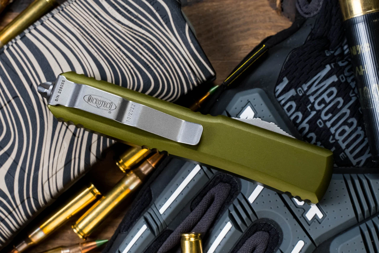 Microtech Ultratech Spartan OTF Automatic Knife OD Green 3.4" Satin 223-4OD 5 Microtech Ultratech Spartan OTF Automatic Knife OD Green 3.4" Satin 223-4OD - Image 4