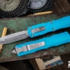 Microtech Dirac OTF Automatic Knife Turquoise 3" Dagger Stonewash Serrated 225-12TQ -Southern Blades 225 12 TQ 2 17239.1691445775