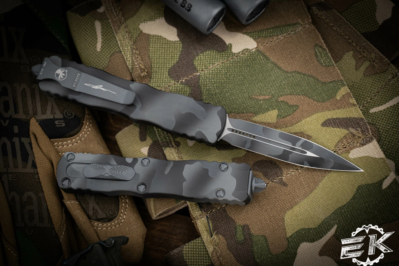 Microtech Dirac OTF Automatic Knife Urban Camo Cerakote 3" Dagger Camo 225-1UCS 4 Microtech Dirac OTF Automatic Knife Urban Camo Cerakote 3" Dagger Camo 225-1UCS - Image 2