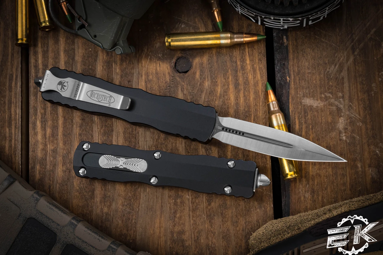 Microtech Dirac OTF Automatic Knife 3" Dagger Satin 225-4 4 Microtech Dirac OTF Automatic Knife 3" Dagger Satin 225-4 - Image 2