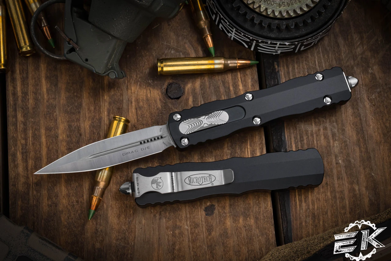 Microtech Dirac OTF Automatic Knife 3" Dagger Satin 225-4 3 Microtech Dirac OTF Automatic Knife 3" Dagger Satin 225-4