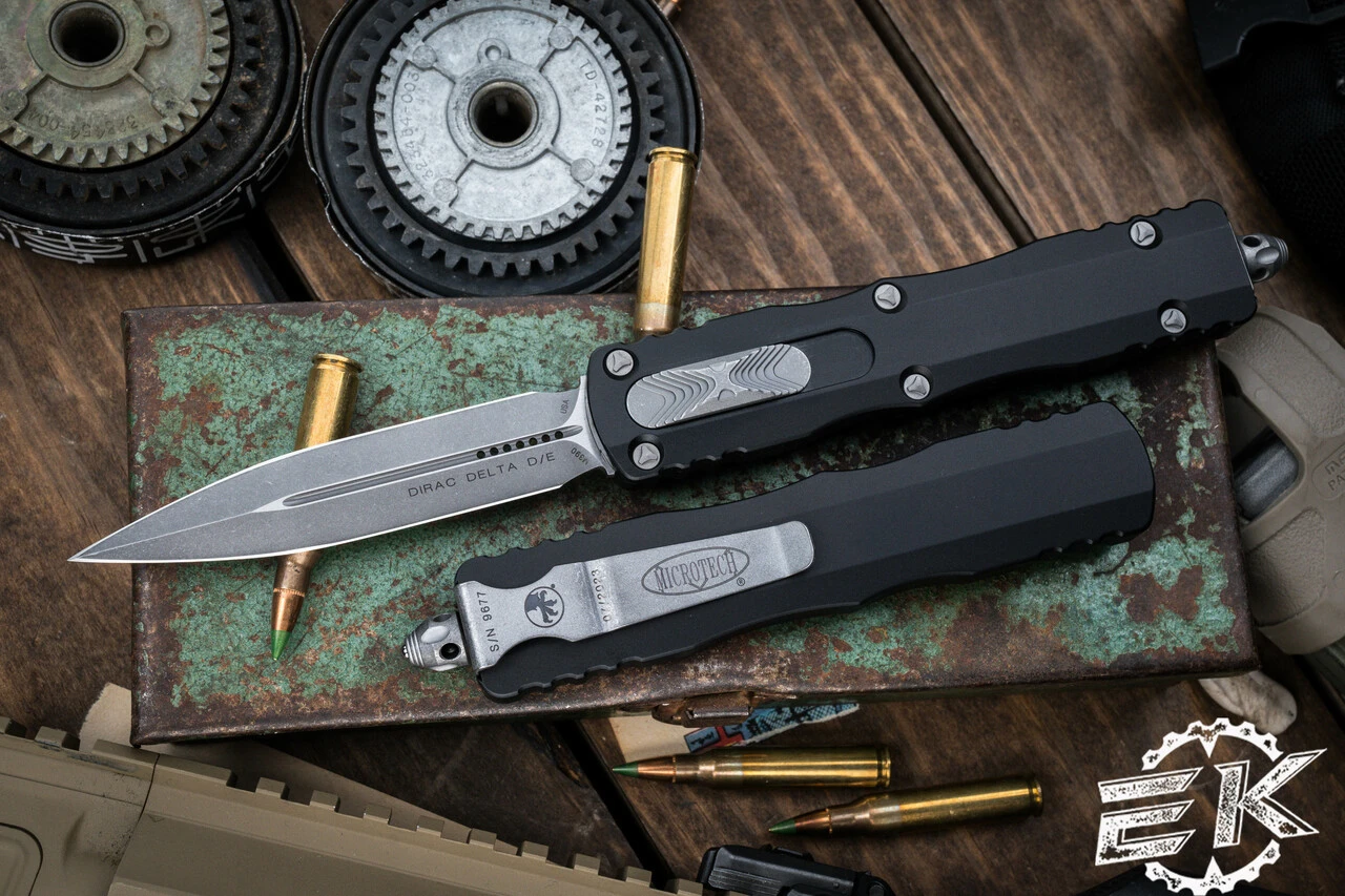 Microtech Dirac Delta OTF Automatic Knife 3.8" Dagger Apocalyptic Stonewash 227-10AP 3 Microtech Dirac Delta OTF Automatic Knife 3.8" Dagger Apocalyptic Stonewash 227-10AP