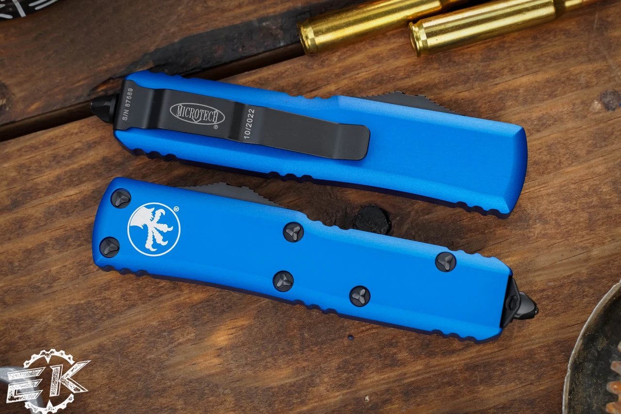 Microtech UTX-85 Spartan OTF Automatic Knife Blue 3.1" Black 230-1BL 5 Microtech UTX-85 Spartan OTF Automatic Knife Blue 3.1" Black 230-1BL - Image 3