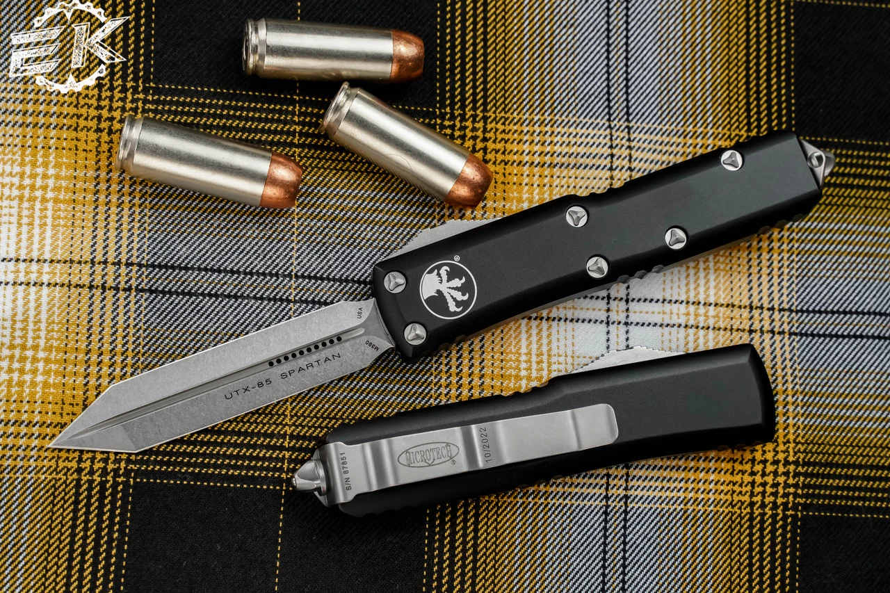 Microtech UTX-85 Spartan OTF Automatic Knife 3.1" Stonewash 230-10 3 Microtech UTX-85 Spartan OTF Automatic Knife 3.1" Stonewash 230-10
