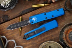 Microtech UTX-85 Spartan OTF Automatic Knife Blue 3.1" Black 230-1BL