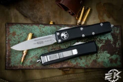 Microtech UTX-85 OTF Automatic Knife Black 3.1" Drop Point Stonewash 231-10