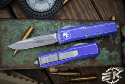 Microtech UTX-85 OTF Automatic Knife Distressed Purple 3.1" Drop Point Stonewash 231-10DPU
