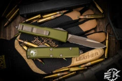 Microtech UTX-85 OTF Automatic Knife OD Green 3.1" Drop Point Bronze Apocalyptic Serrated 231-14APOD 5 Microtech UTX-85 OTF Automatic Knife OD Green 3.1" Drop Point Bronze Apocalyptic Serrated 231-14APOD -Southern Blades 231 14 APOD 62244.1679520115