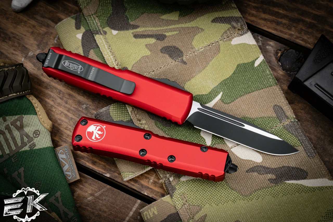Microtech UTX-85 OTF Automatic Knife Red 3.1" Drop Point Black Tactical 231-1RD 4 Microtech UTX-85 OTF Automatic Knife Red 3.1" Drop Point Black Tactical 231-1RD - Image 2