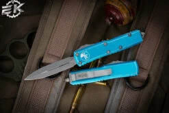Microtech UTX-85 Turquoise Distressed OTF D/E Stonewash 232-10DTQ