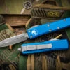 Microtech UTX-85 Blue OTF 3" Dagger Stonewash Apocalyptic Serrated 232-12APBL 2 Microtech UTX-85 Blue OTF 3" Dagger Stonewash Apocalyptic Serrated 232-12APBL -Southern Blades 232 12 APBL 19965.1677535778